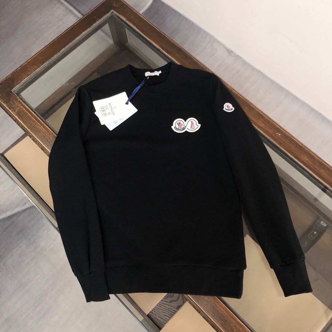 Moncler Clothing Sweatshirts First Top
 Black Blue White Embroidery Fall/Winter Collection Long Sleeve