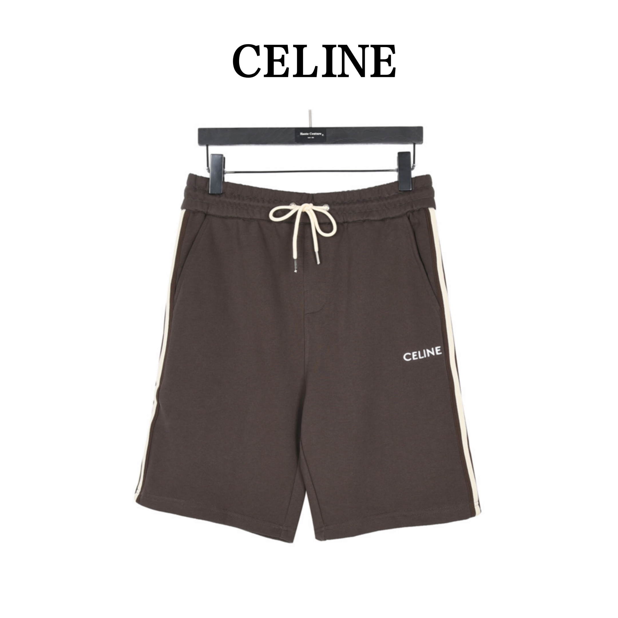 200 Celine/赛琳 经典侧边织带短裤 爆款来袭复古潮流织带点缀松紧腰休闲五分裤