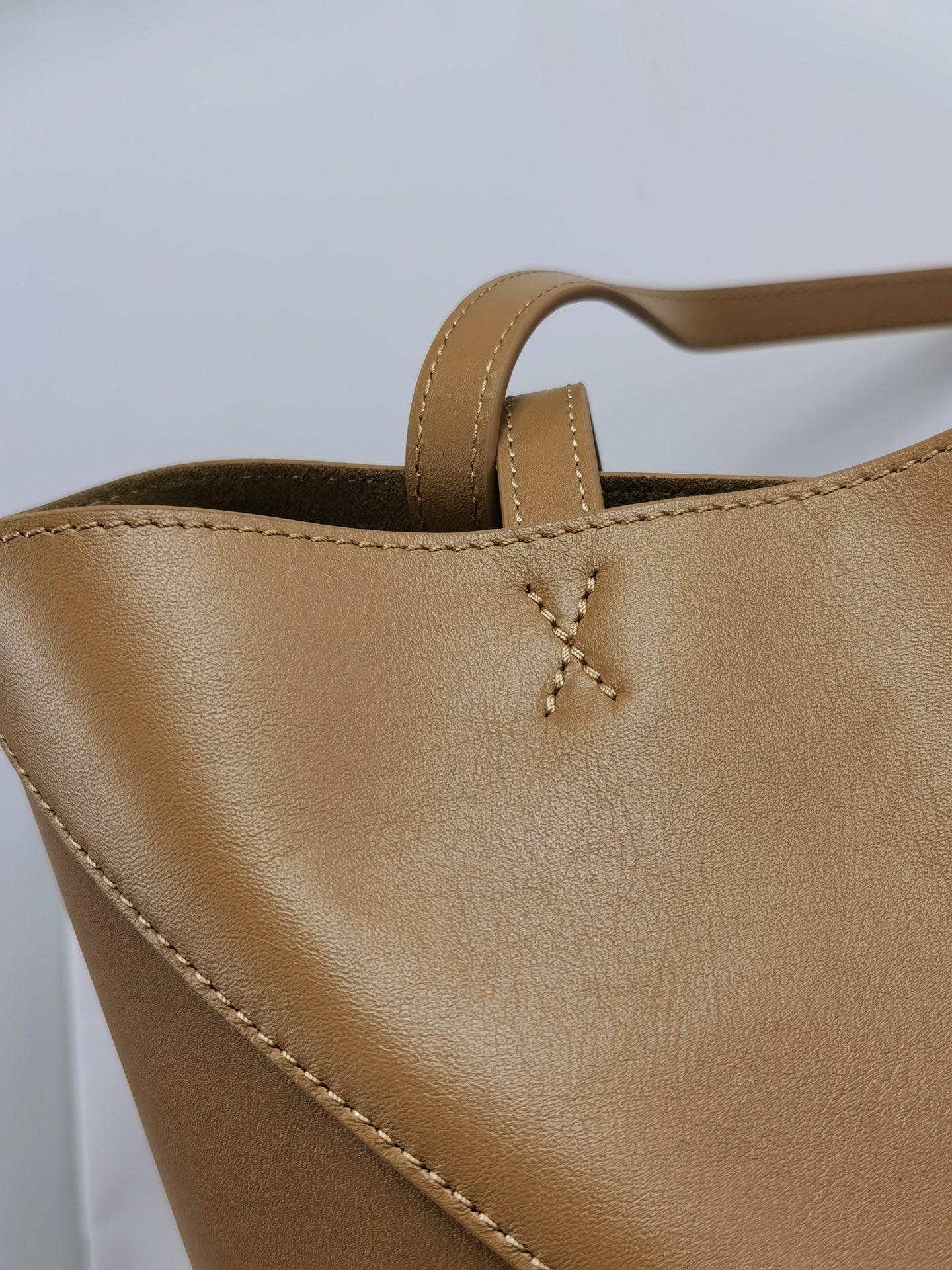 Loewe Puzzle Fold Small Tote Bag in Shiny Calfskin Leather, Tan 8 i1691048322 9428 6