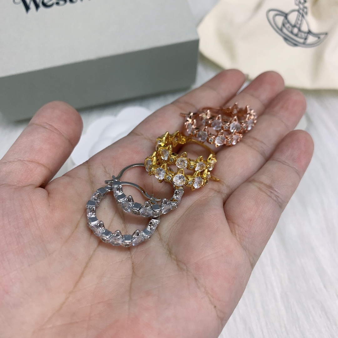Vivienne Westwood 西太后多土星相连耳环，白金，黄金，玫瑰金三个色