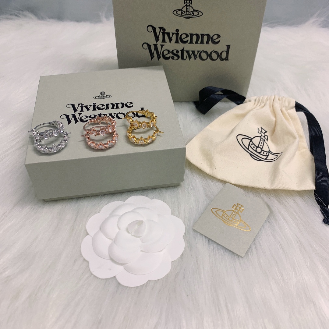 Vivienne Westwood 西太后多土星相连耳环，白金，黄金，玫瑰金三个色