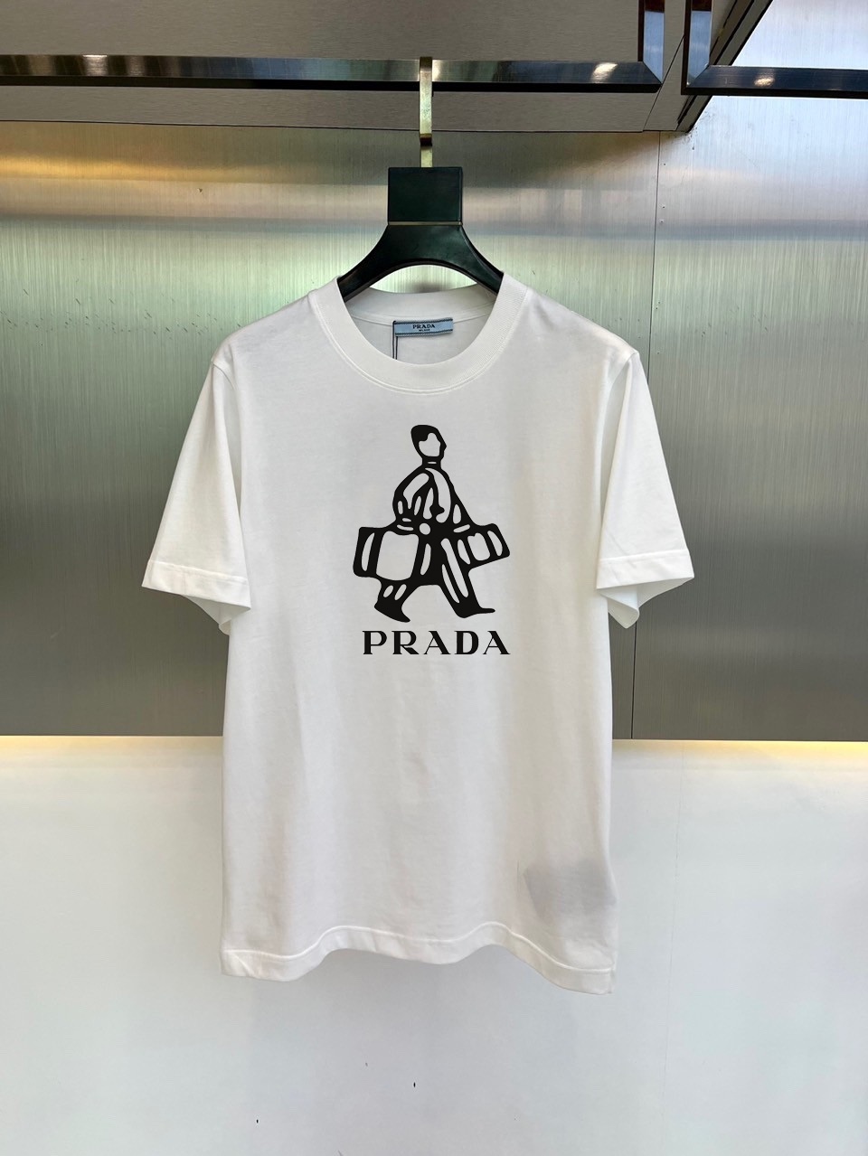 goedkope online beste ontwerper
 Prada Kleding T-Shirt Zwart Wit Lente/Zomercollectie Fashion Korte mouw