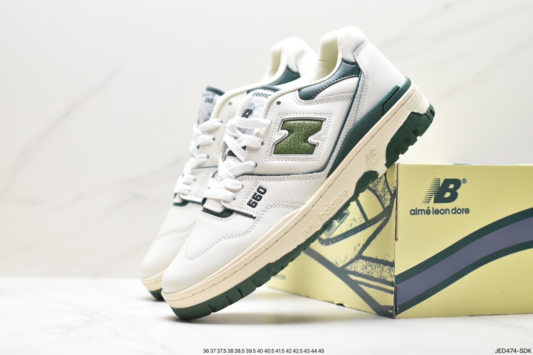 New Balance 55 series white, yellow and green New Balance leather neutral casual running shoes BB550PL