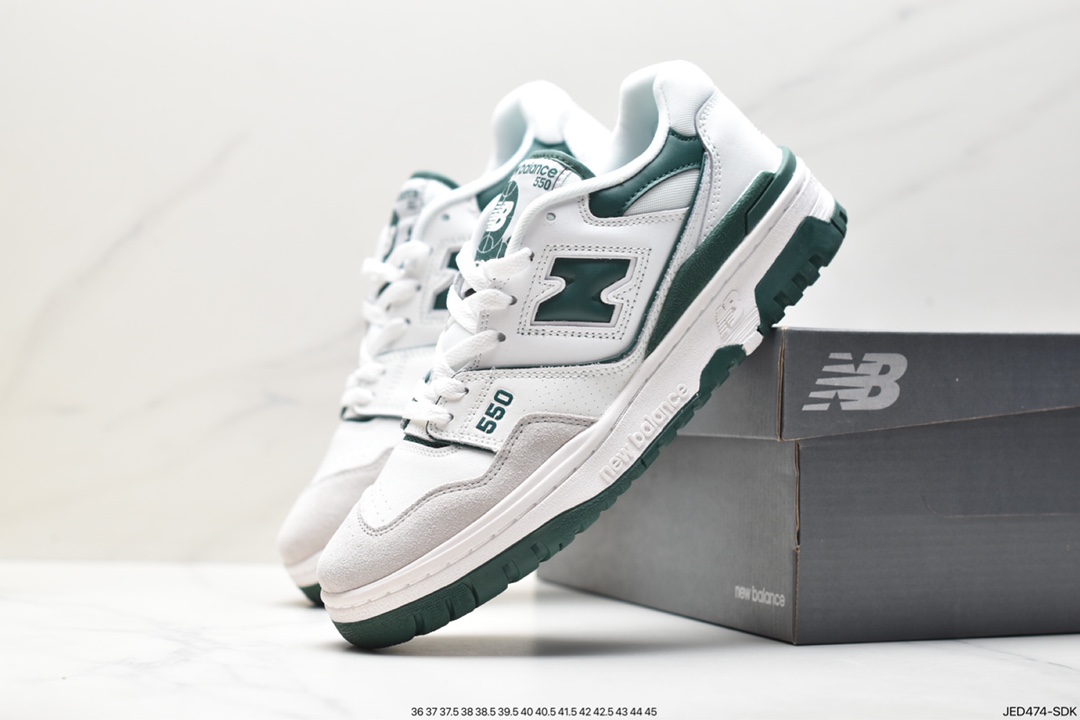 New Balance 55 series white, yellow and green New Balance leather neutral casual running shoes BB550PL