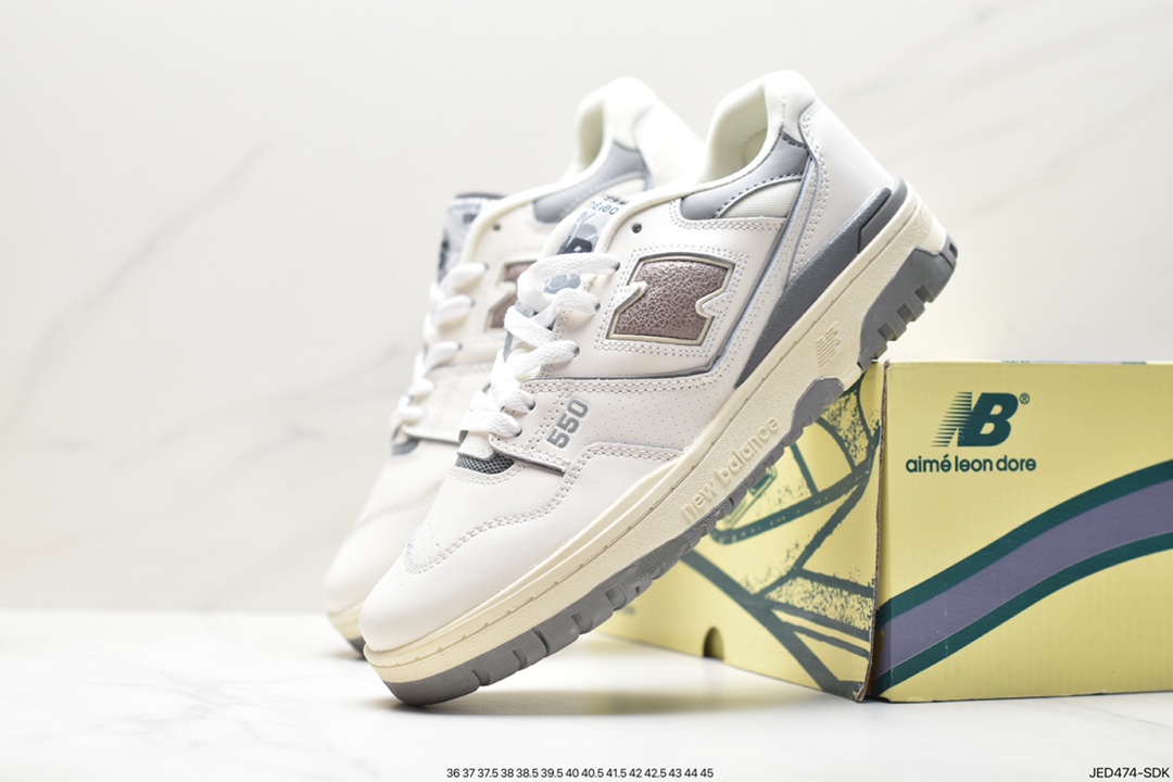 New Balance 55 series white, yellow and green New Balance leather neutral casual running shoes BB550PL