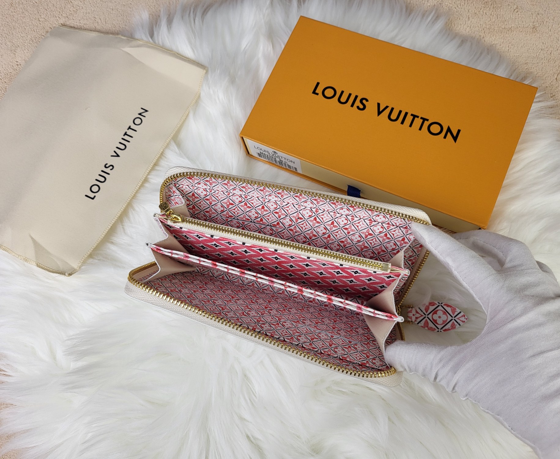 Classic leather long zipper wallet - in hand