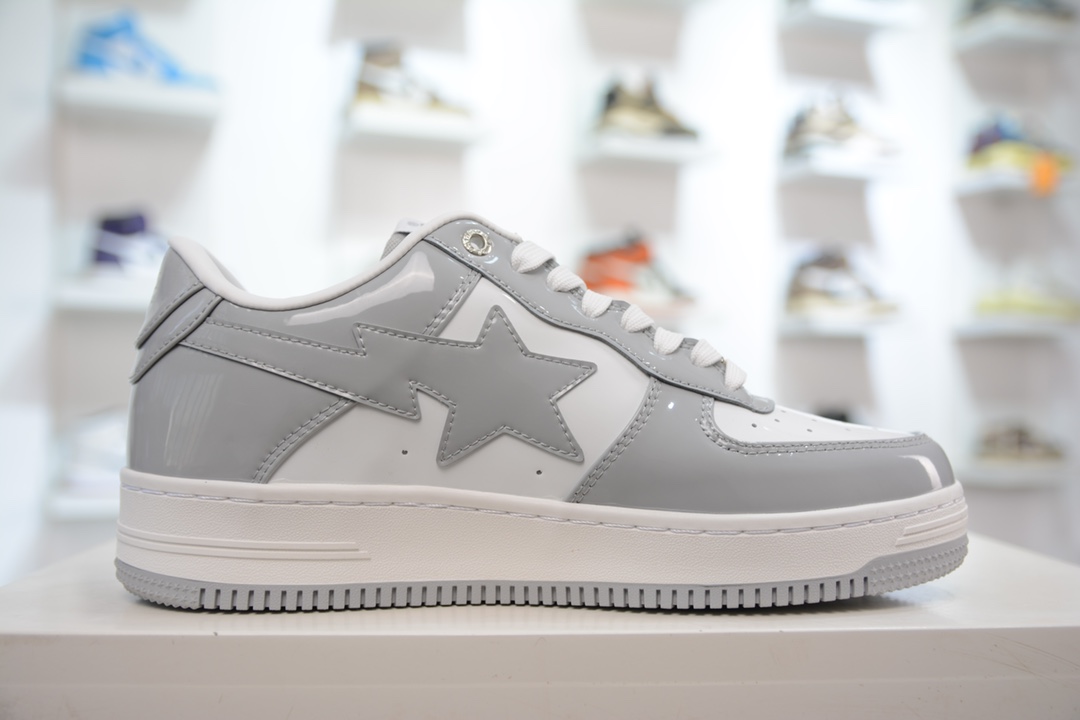 T version of Bape Sta To Low ape head classic patent leather low-top sports casual sneakers