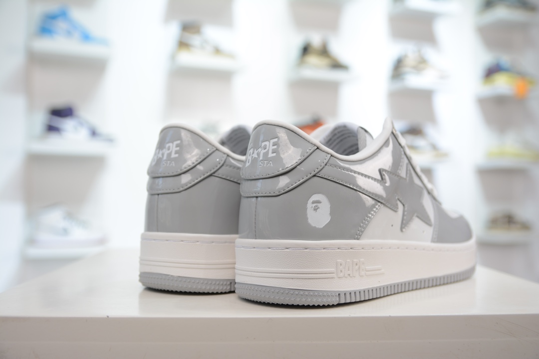 T version of Bape Sta To Low ape head classic patent leather low-top sports casual sneakers