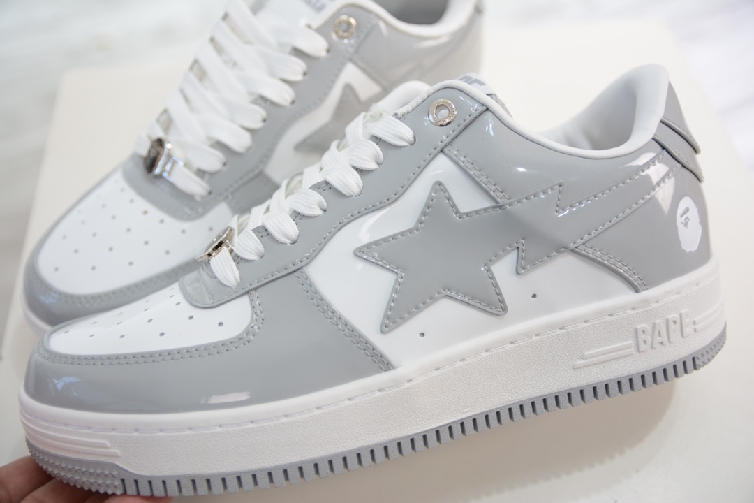 T version of Bape Sta To Low ape head classic patent leather low-top sports casual sneakers