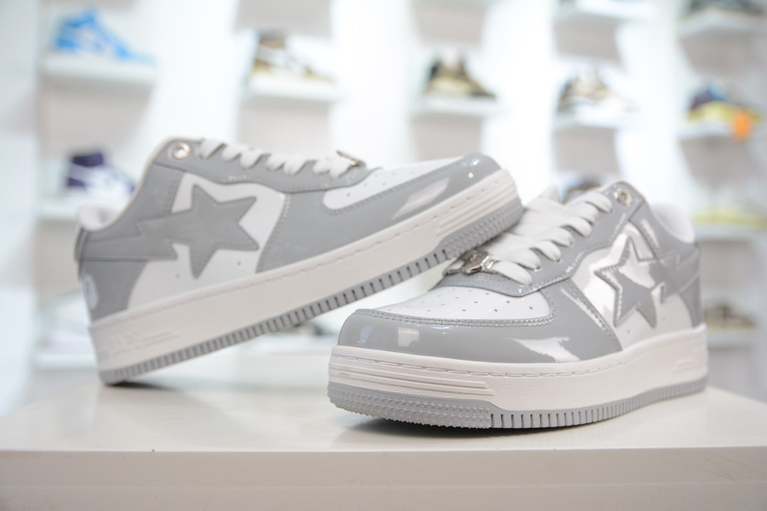 T version of Bape Sta To Low ape head classic patent leather low-top sports casual sneakers