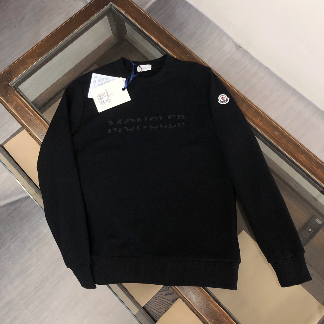 Moncler Clothing Sweatshirts Black White Embroidery Fall/Winter Collection Long Sleeve