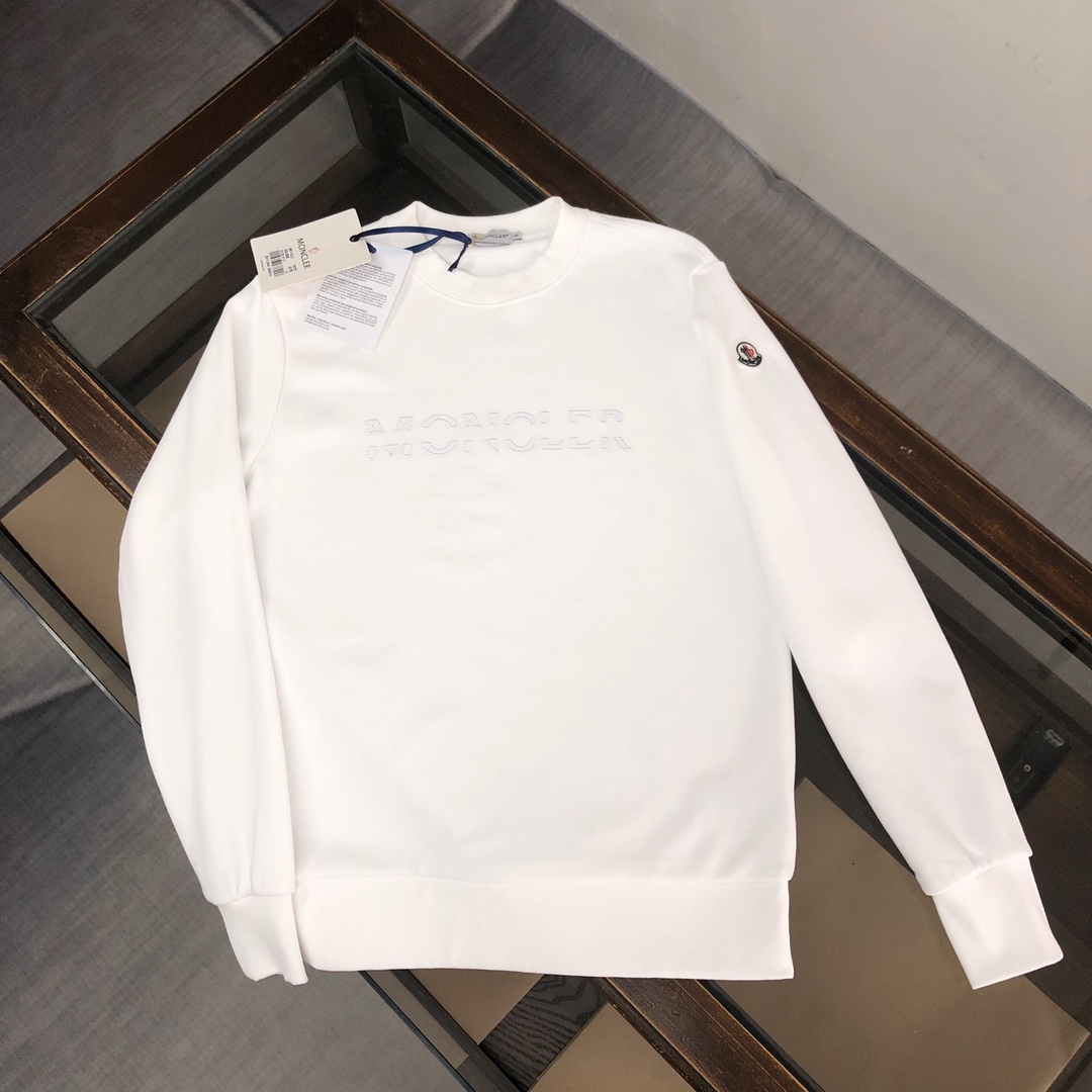 Moncler Clothing Sweatshirts Luxury Shop
 Black White Embroidery Fall/Winter Collection Long Sleeve