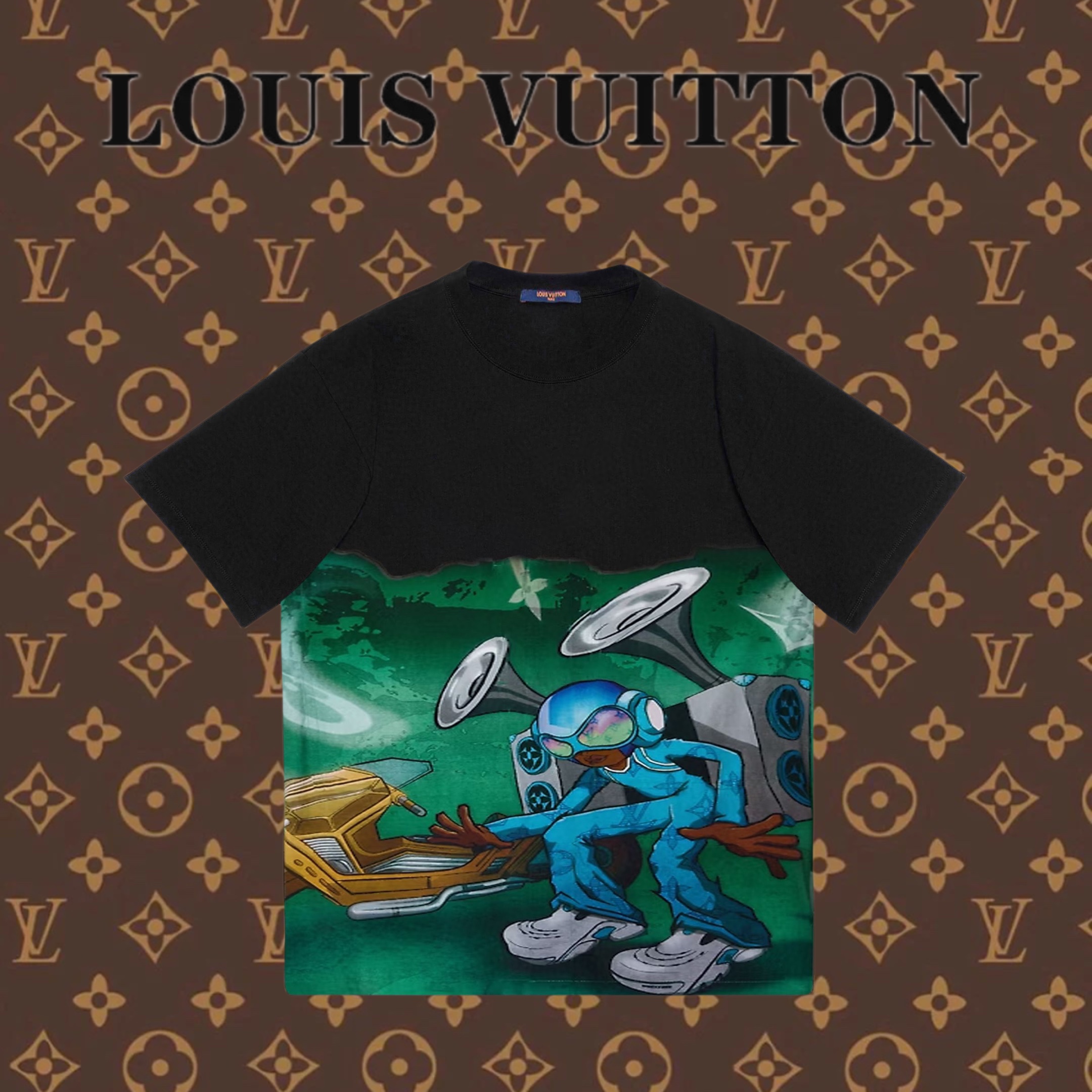 Louis Vuitton Abbigliamento T-Shirt Stampa Unisex Cotone pettinato Maniche corte