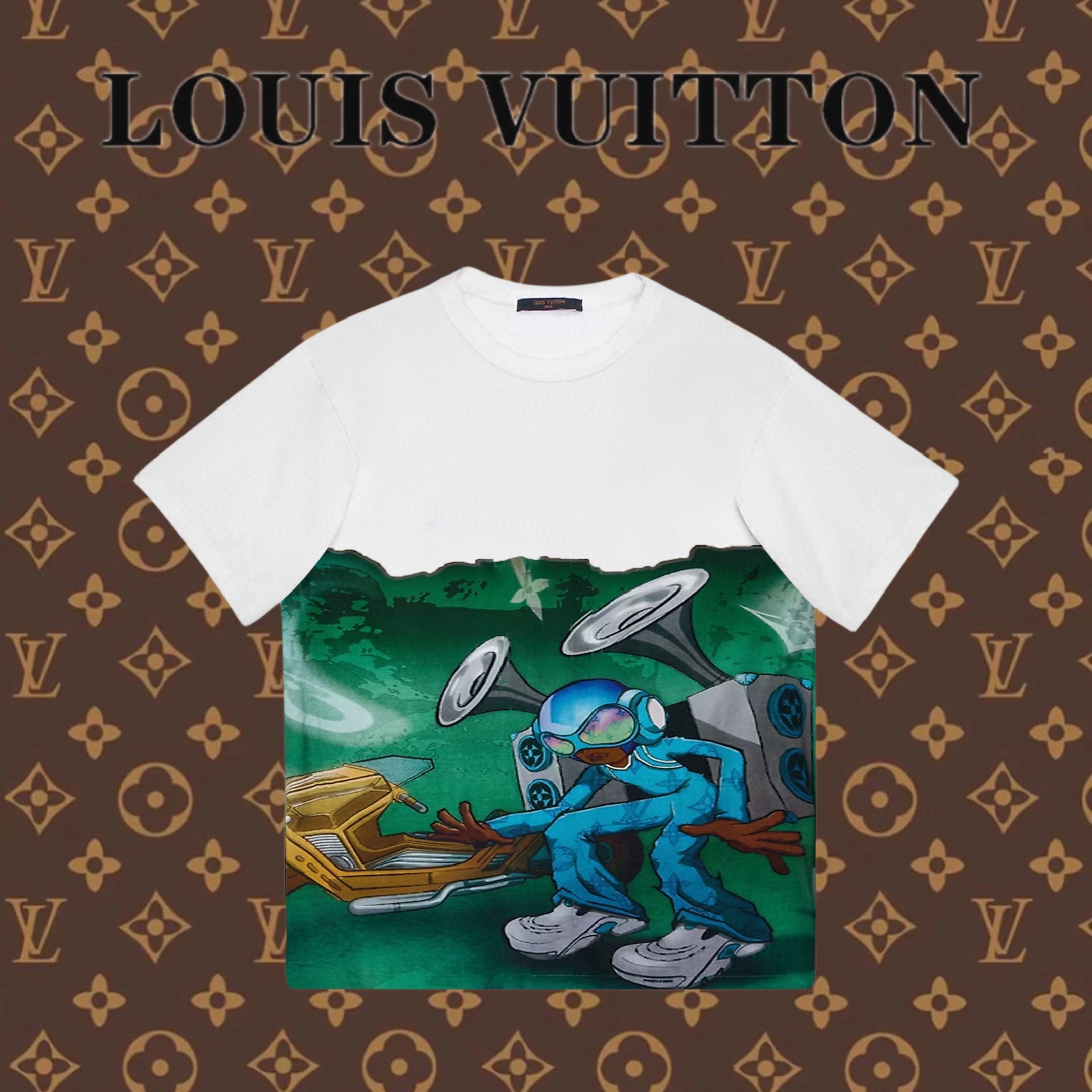 Louis Vuitton Abbigliamento T-Shirt Stampa Unisex Cotone pettinato Maniche corte