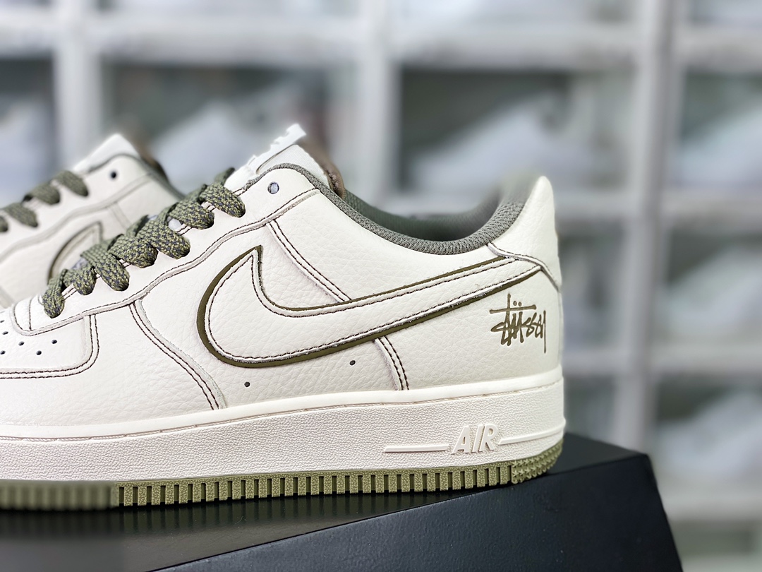 Air Force 1′07 Low”Milk White/Brown” Air Force One Sneakers “Leather Beige Olive Brown Reflective Stussy” UN1635-777