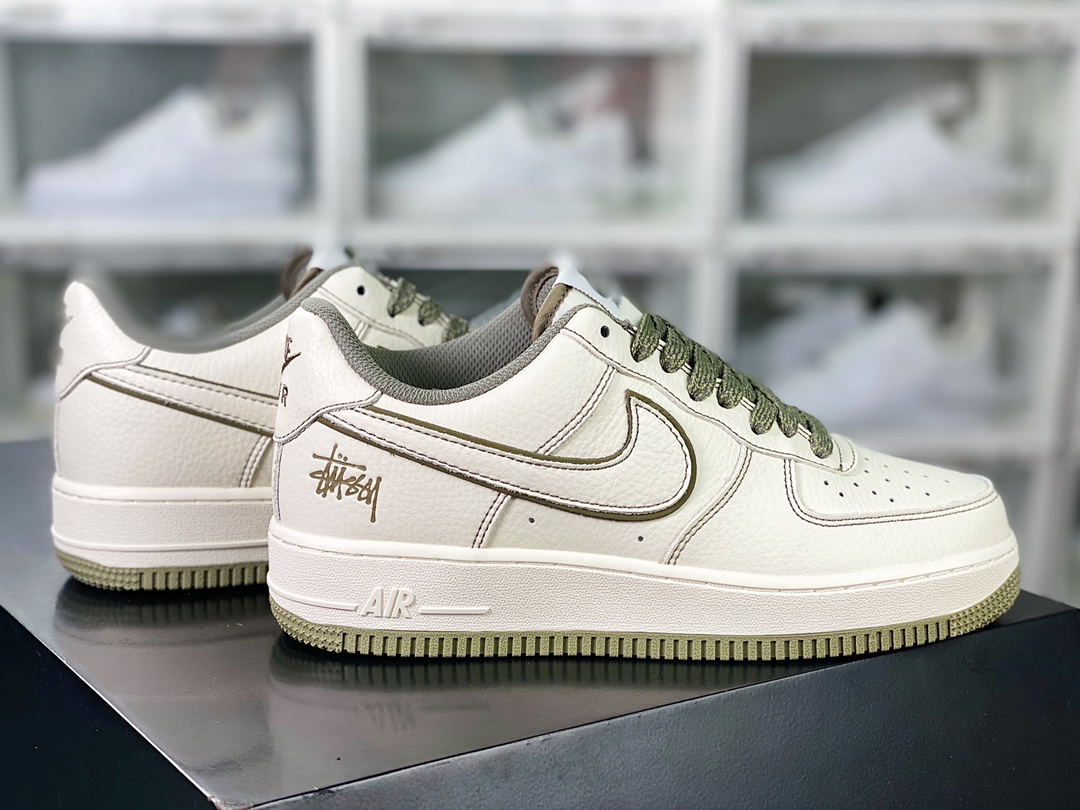 Air Force 1′07 Low”Milk White/Brown” Air Force One Sneakers “Leather Beige Olive Brown Reflective Stussy” UN1635-777