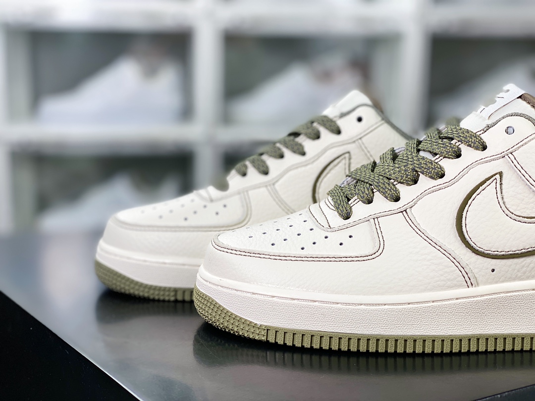 Air Force 1′07 Low”Milk White/Brown” Air Force One Sneakers “Leather Beige Olive Brown Reflective Stussy” UN1635-777