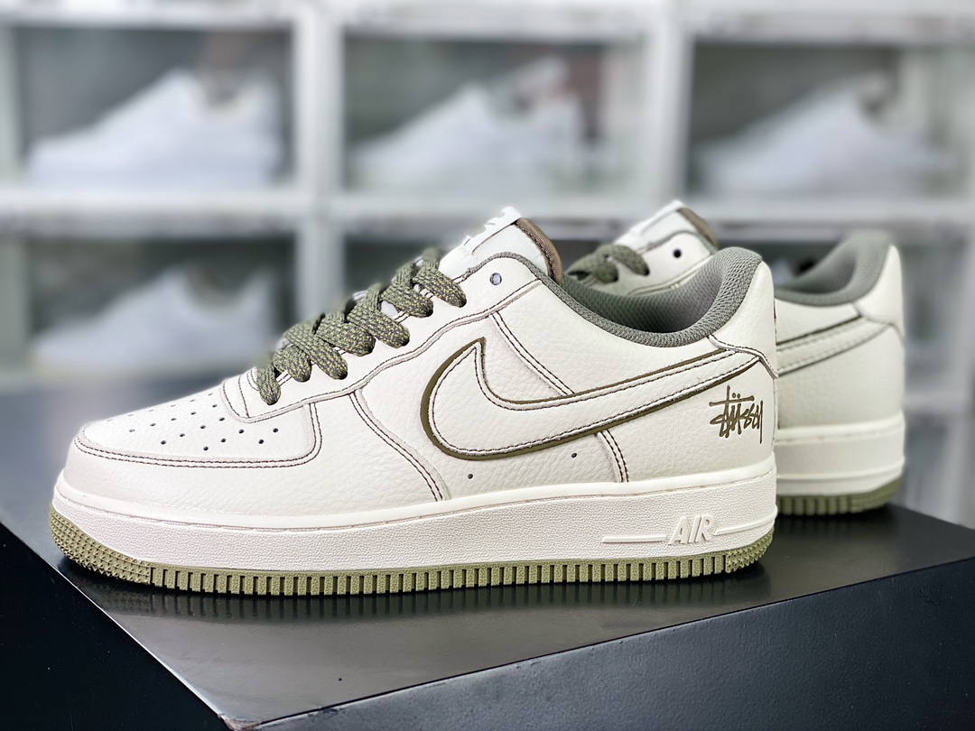 Air Force 1′07 Low”Milk White/Brown” Air Force One Sneakers “Leather Beige Olive Brown Reflective Stussy” UN1635-777