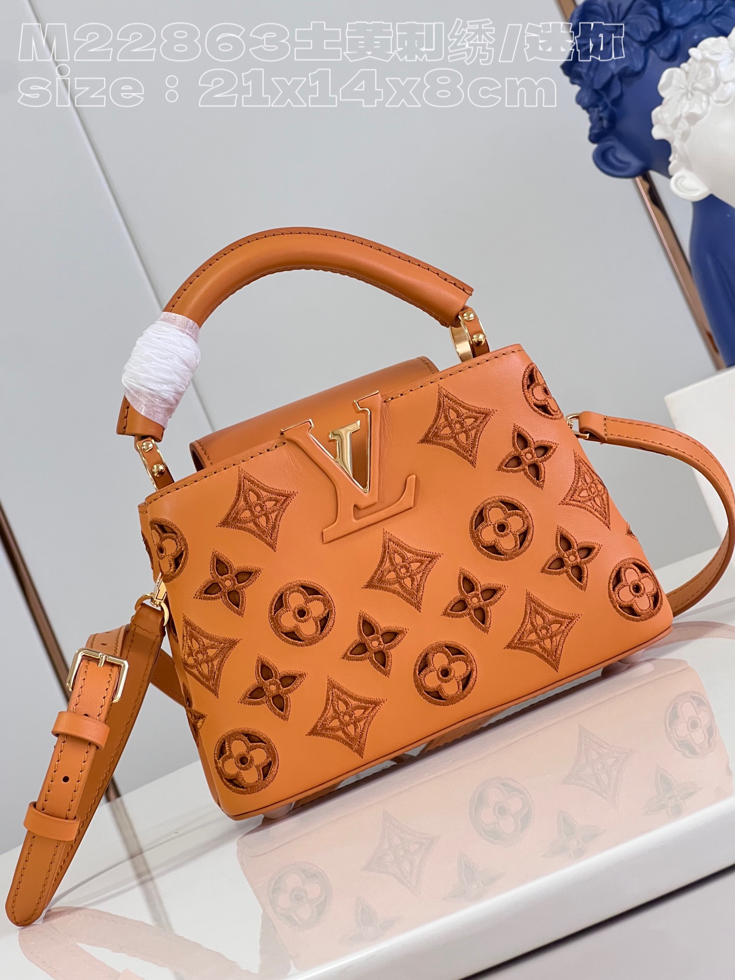 Louis Vuitton LV Capucines Bags Handbags Yellow Embroidery Cowhide Fall Collection Mini M22863