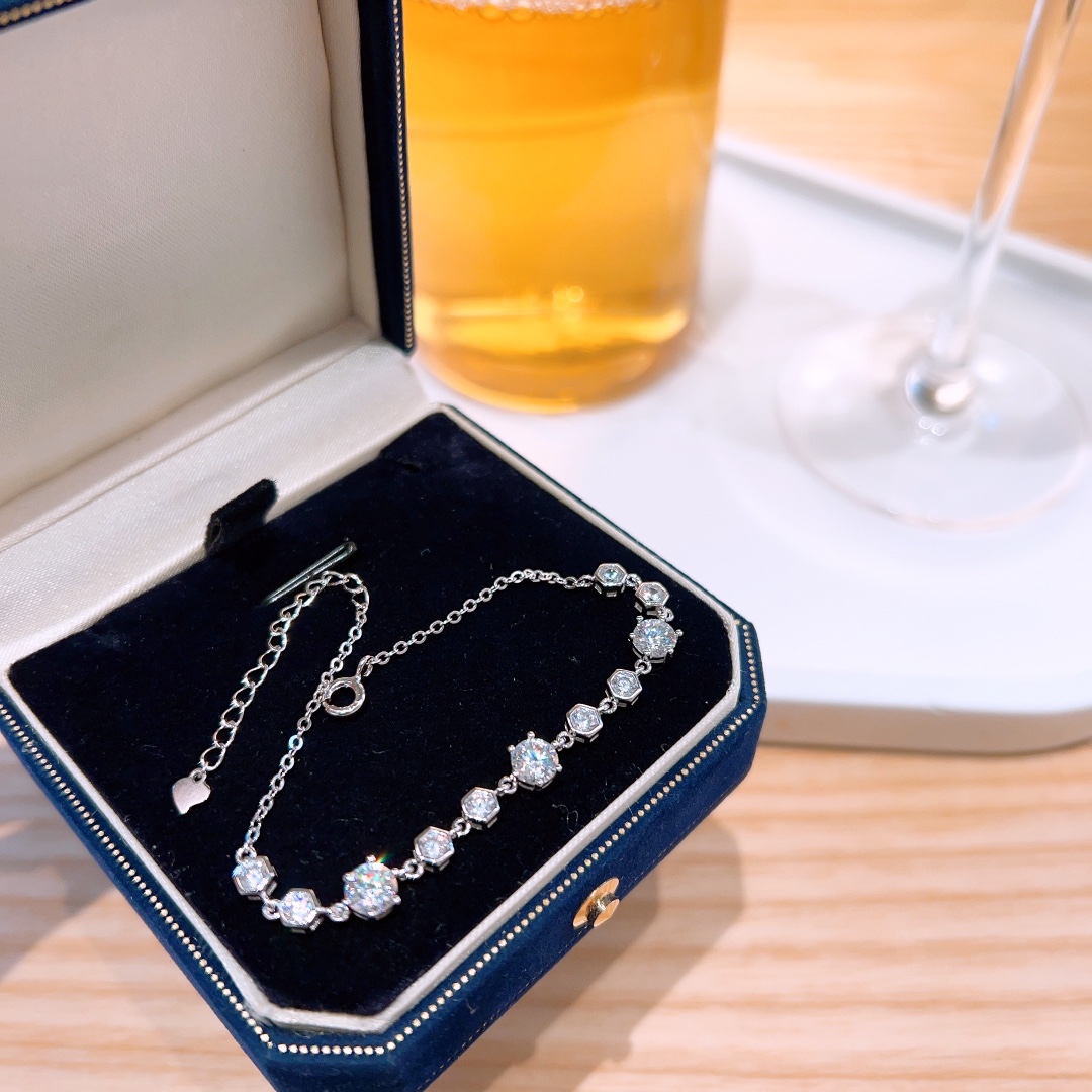 Low Allergy Silver Moissanite Bracelet Fresh Wedding Gold