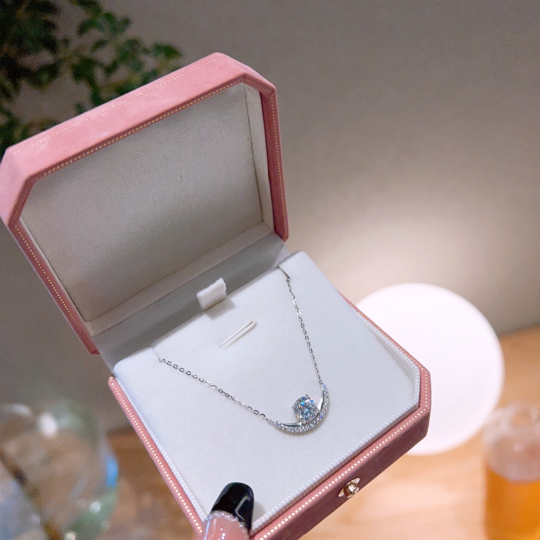 S925 Sterlingsilber Moissanit Kette Romantisch Abschluss Silber