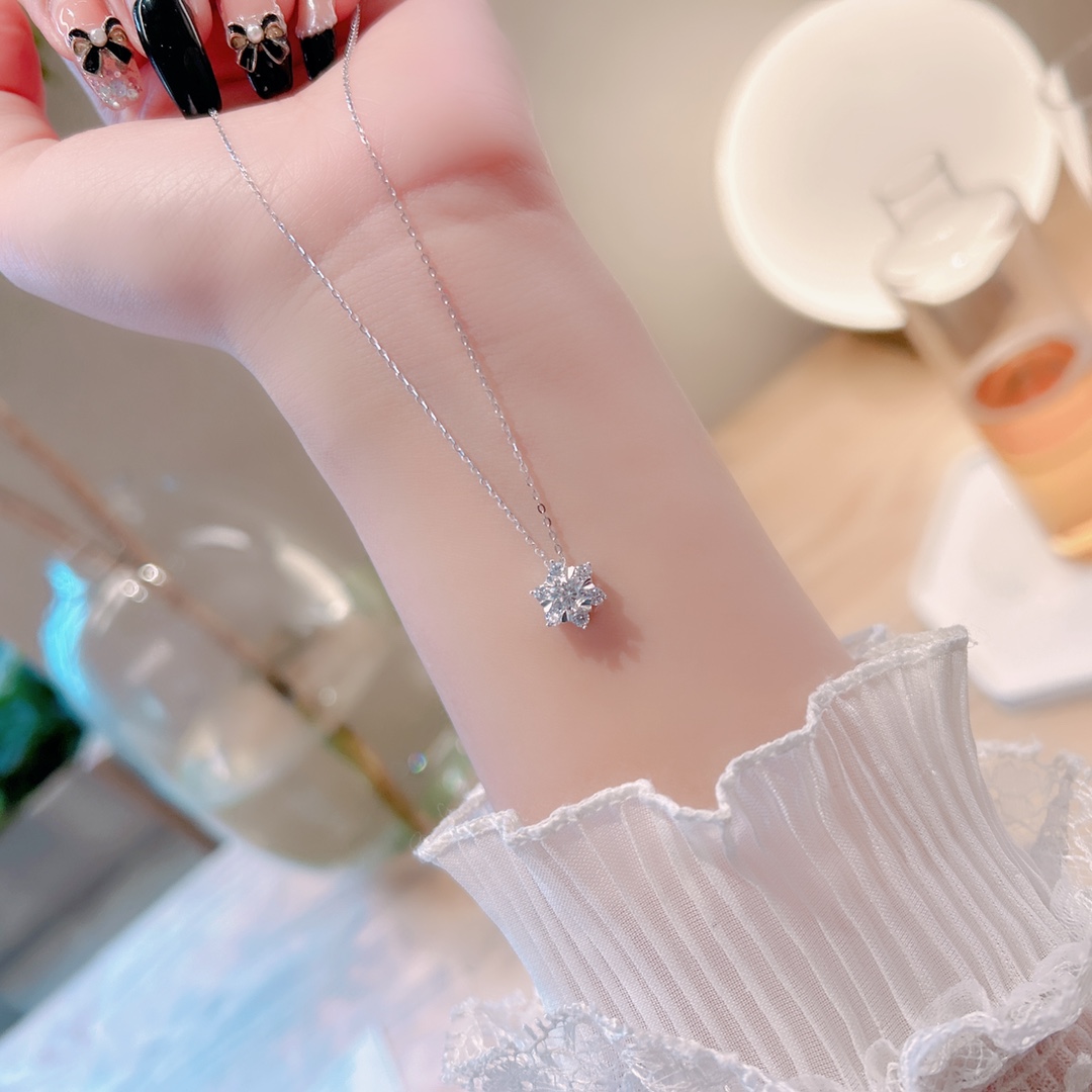 Feinsilber Moissanit Kette Französisch Abschluss Silber