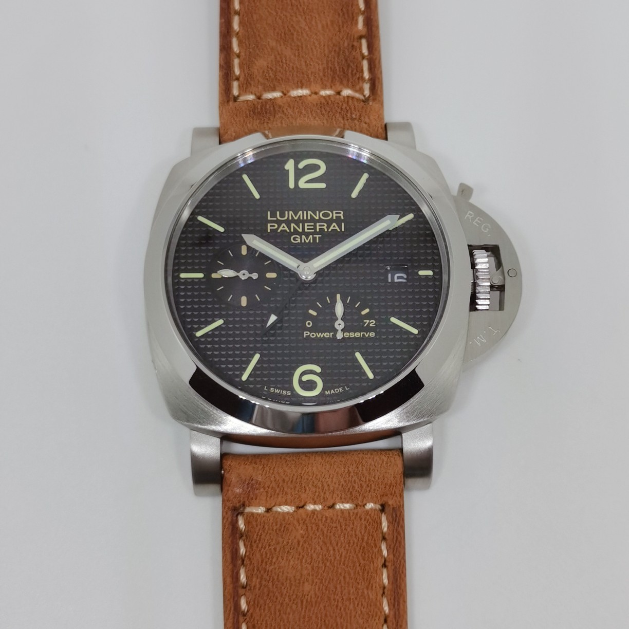 Panerai Luminor Montre Noir Blanc Jaune Cadre en bois à carreaux Hommes Givrée Mechanical Movement PAM00537