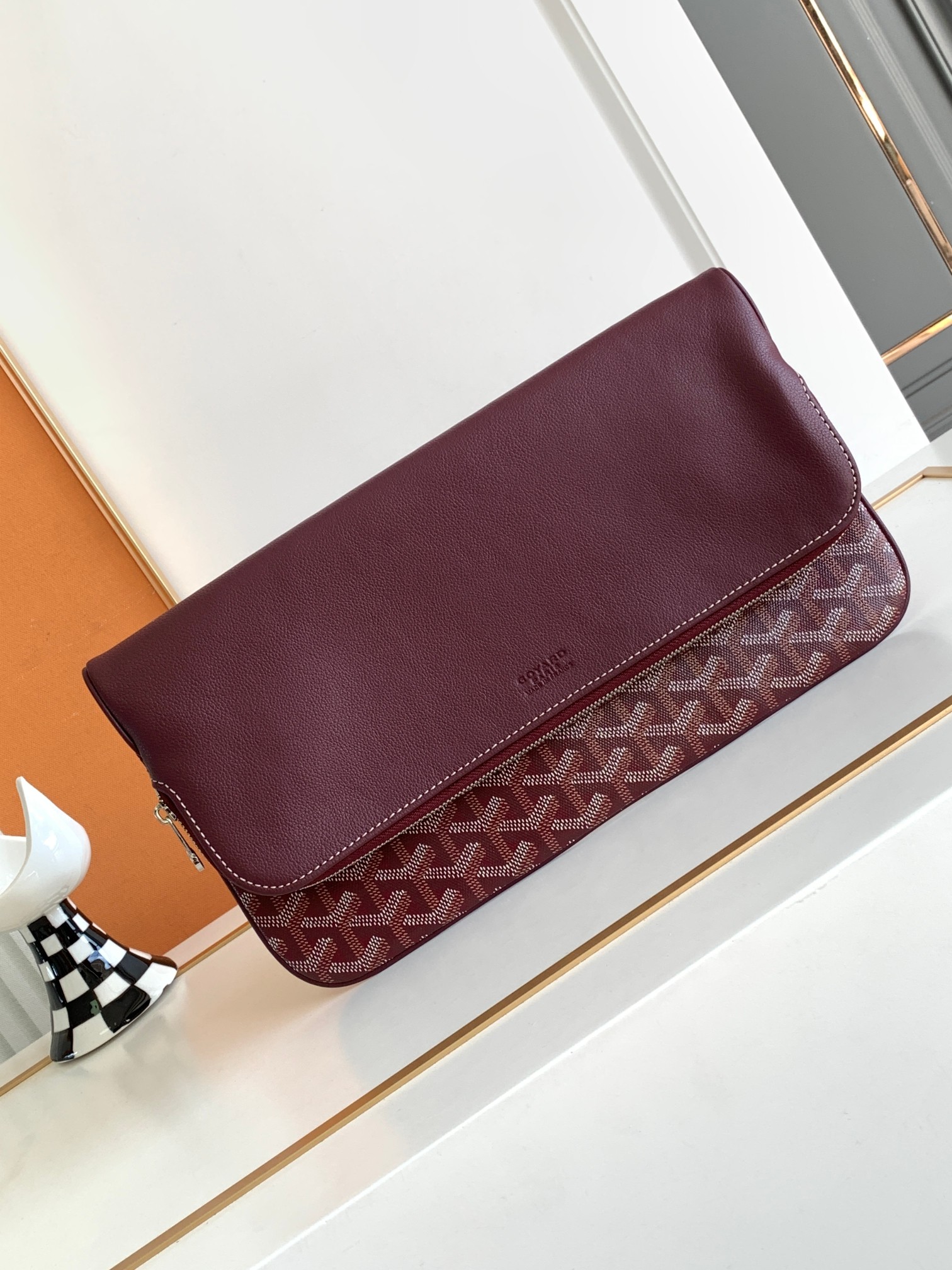 Goyard SAINTE-MARIE клатч двусторонний клапан GOYARDINE канвас CHEVROCHES телячья кожа
