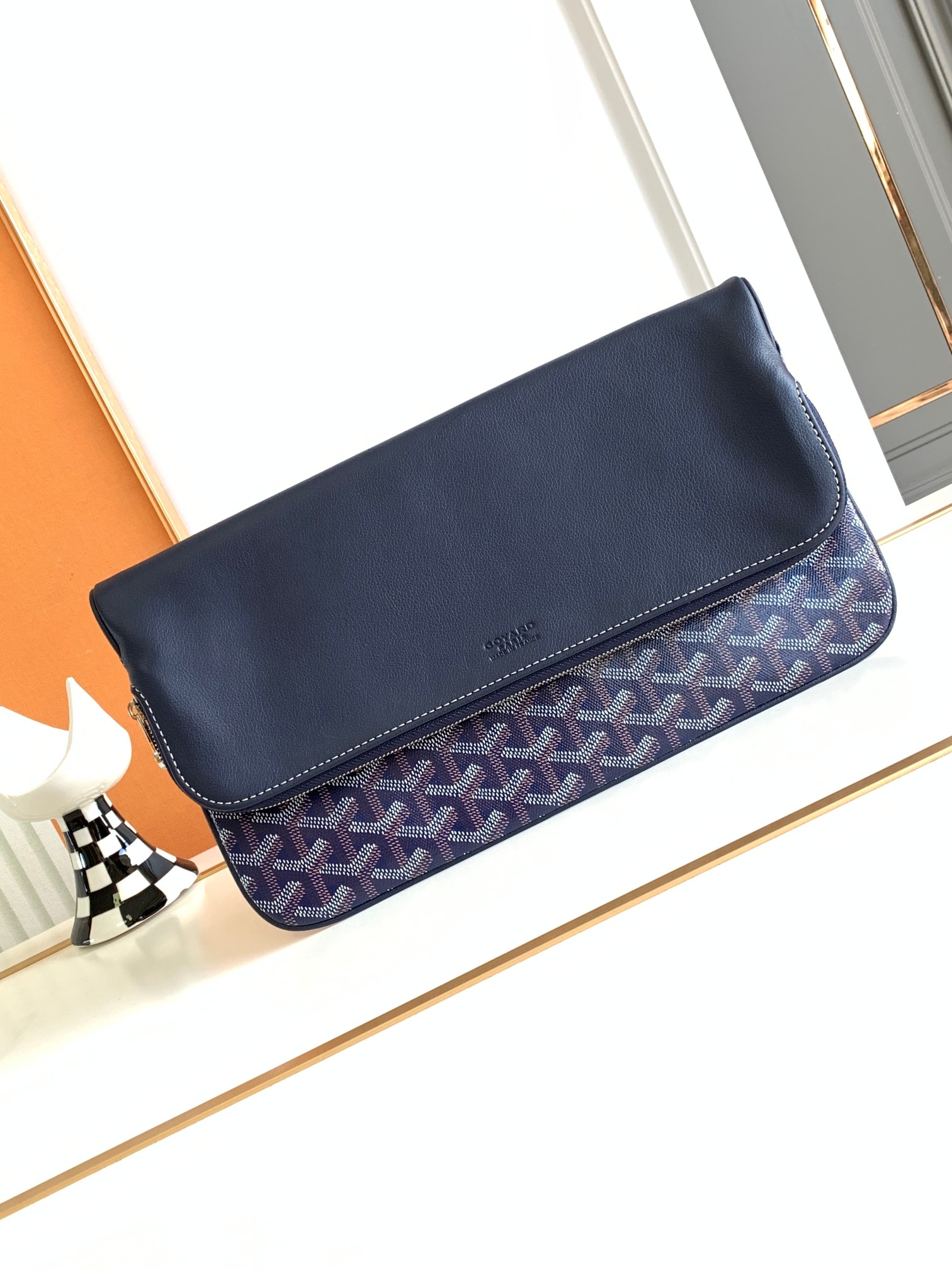 Goyard SAINTE-MARIE клатч двусторонний клапан GOYARDINE холст CHEVROCHES телячья кожа
