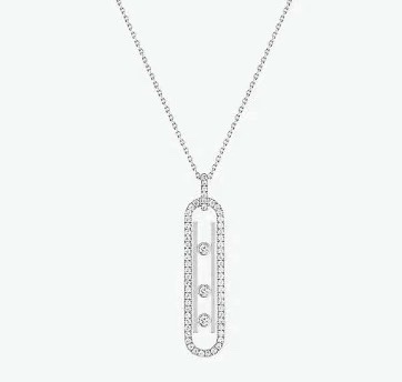 Messika Move Series necklace rose gold metal with clear diamond stones 45cm adjustable chain