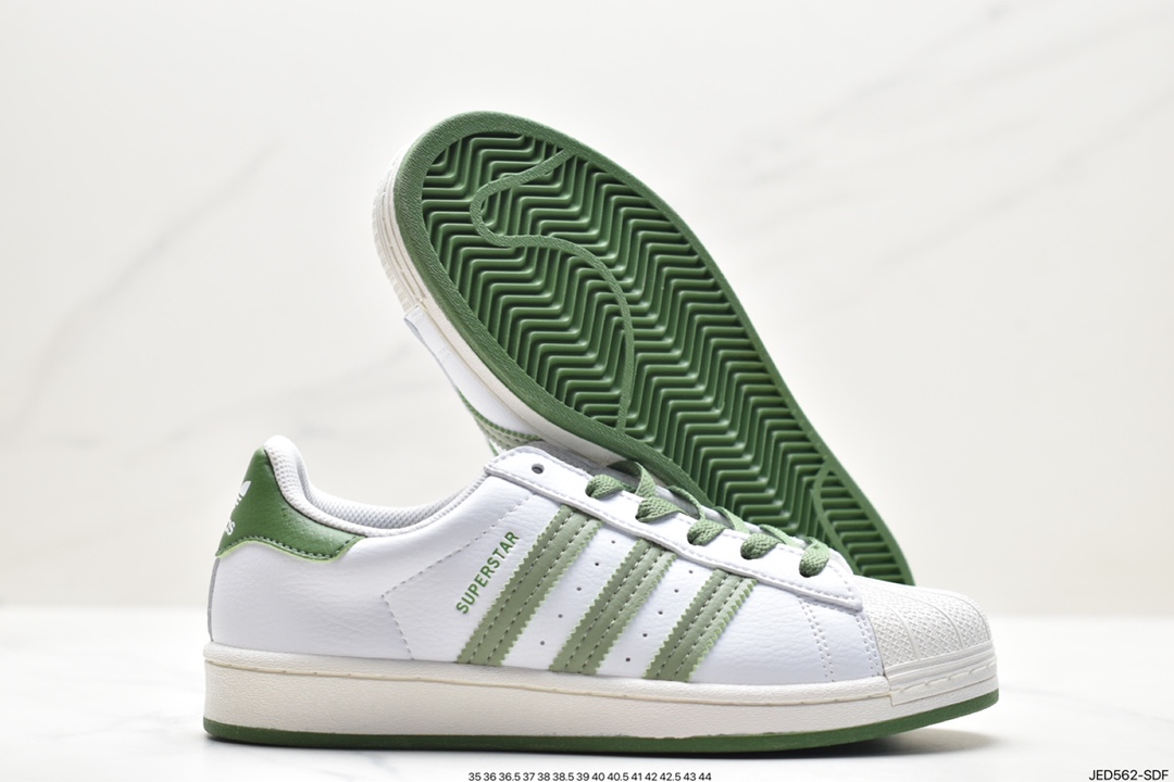 Adidas Originals Superstar ”Sail/Green/Lace” shell toe series low-top sneakers EG1688