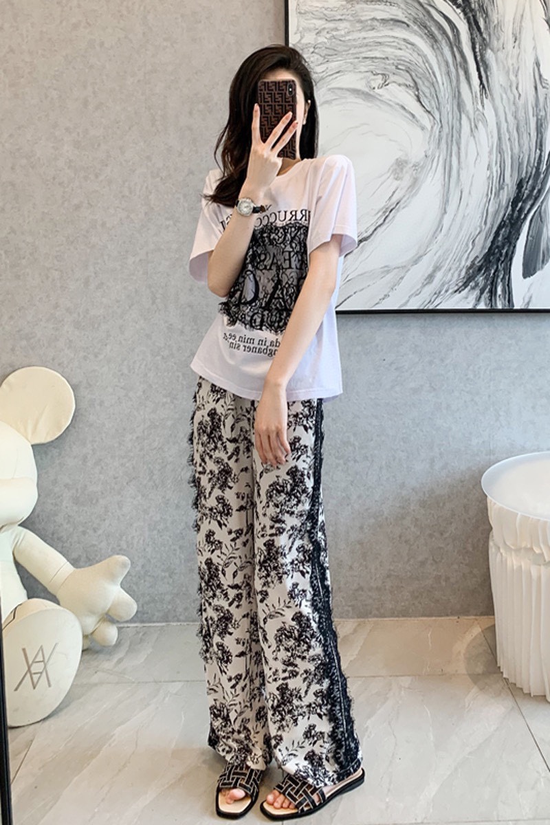 Dior Clothing Pants & Trousers Two Piece Outfits & Matching Sets Cotton Lace Spandex Fashion Long Sleeve