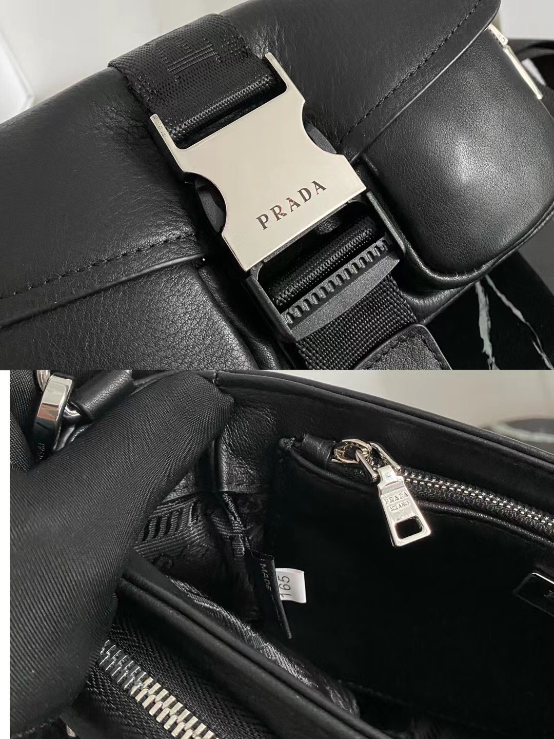 PRADA 小牛皮 ショルダー リュクス テックディテール 再生ナイロン