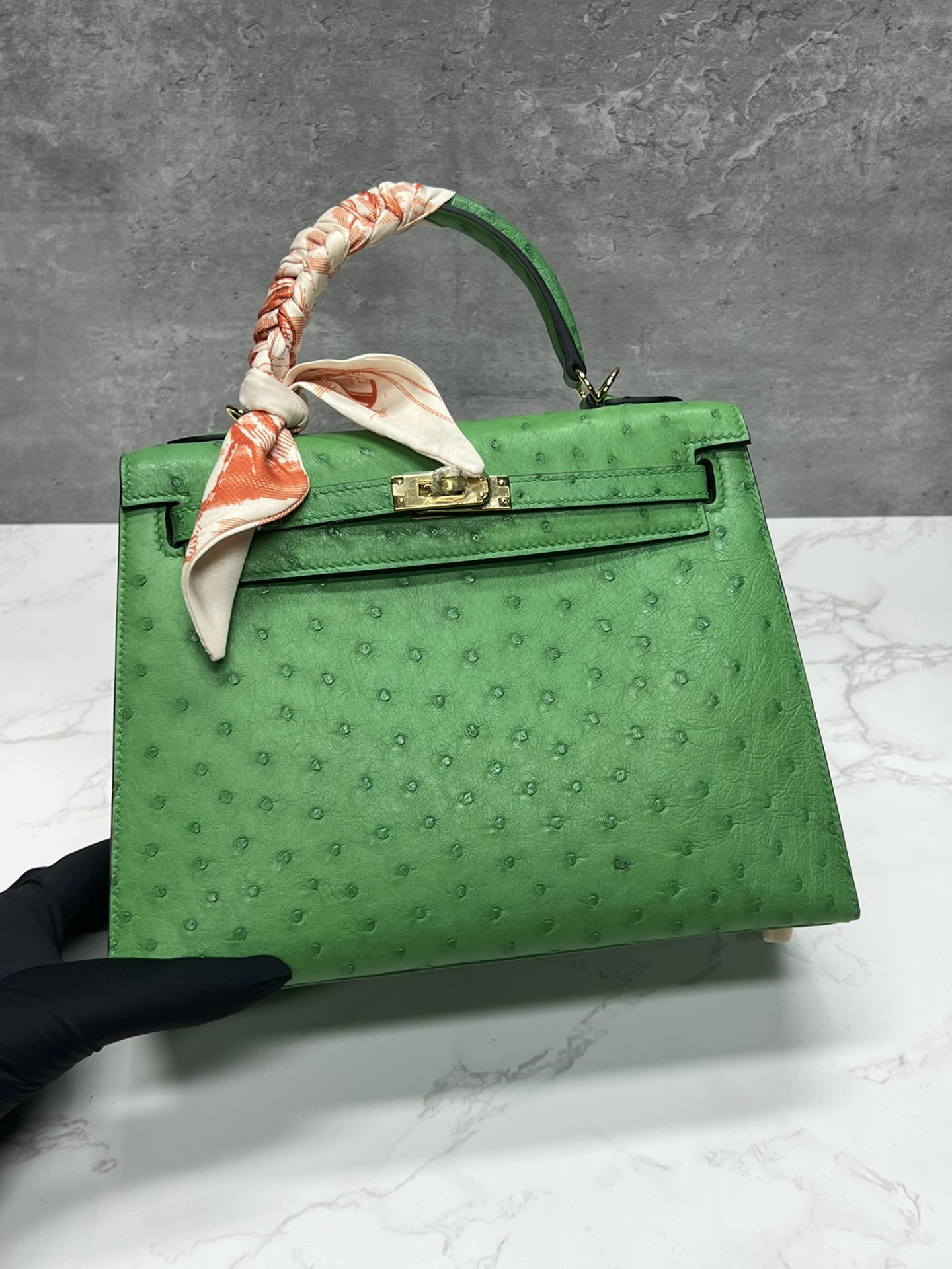 Kelly 25, verde cactus... piel de avestruz
