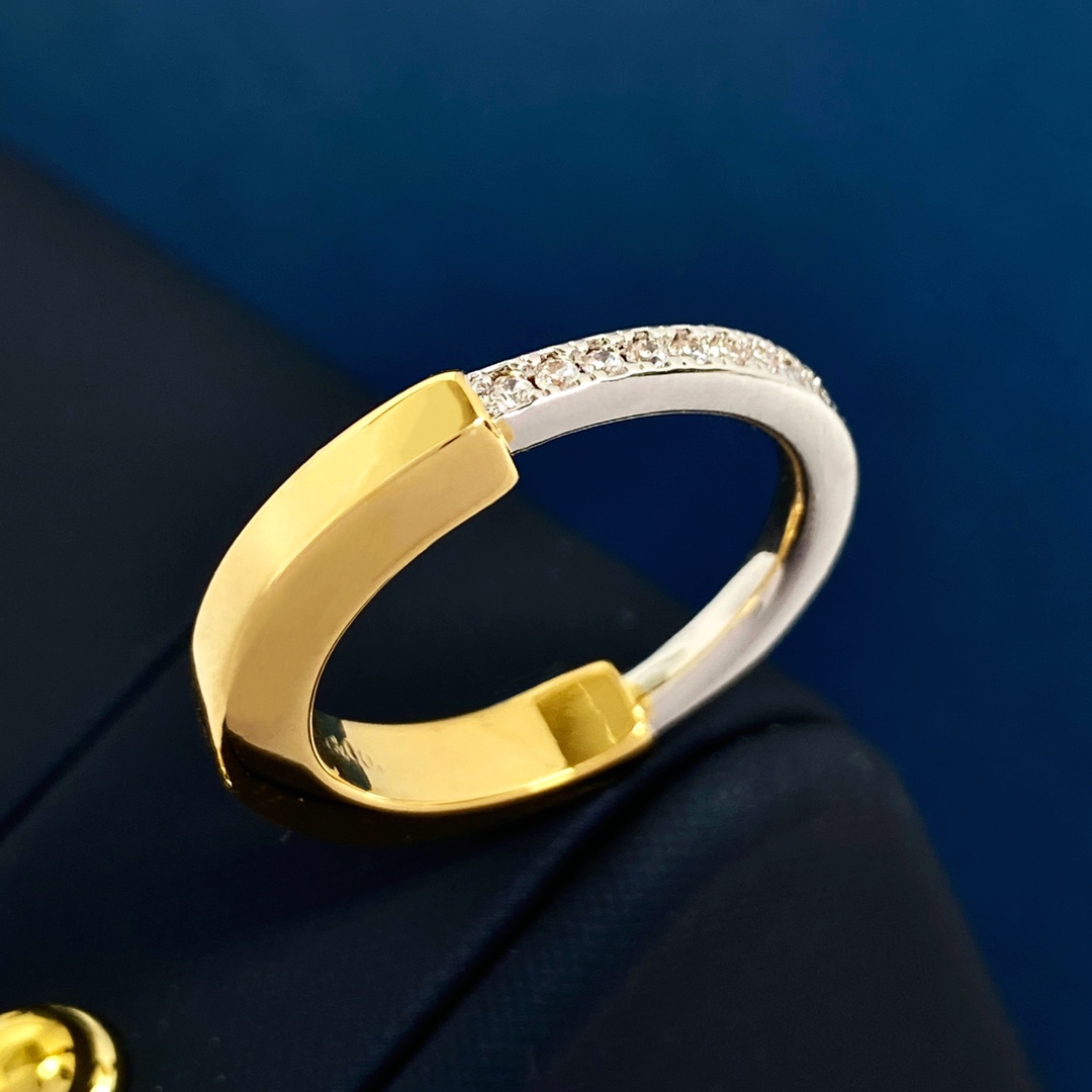 Tiffany Lock ring 18k yellow gold 18k rose gold white gold clear diamond 55