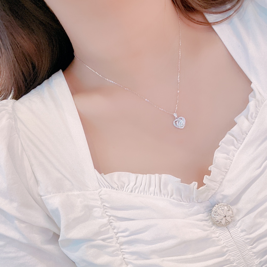 Solid Silver Moissanite Necklace Chic Wedding Silver