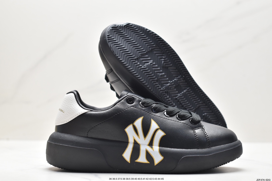 MLB Chunky Liner New York Yankees Senior Shoes Series Low-top Old Jogging Shoes ”Leather White and Black NY Print”