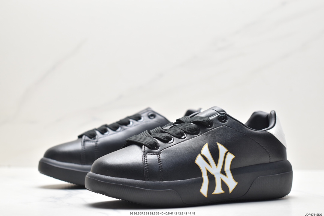 MLB Chunky Liner New York Yankees Senior Shoes Series Low-top Old Jogging Shoes ”Leather White and Black NY Print”