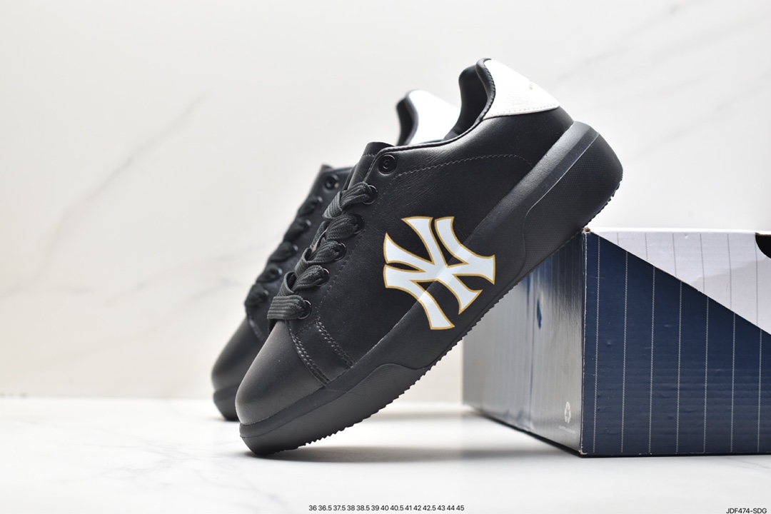 MLB Chunky Liner New York Yankees Senior Shoes Series Low-top Old Jogging Shoes ”Leather White and Black NY Print”