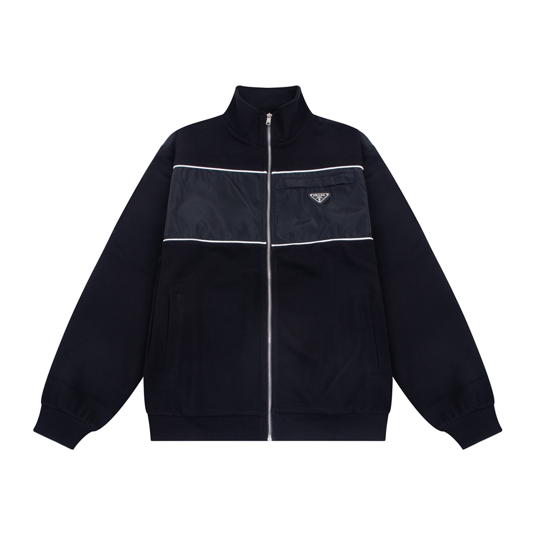 Prada Buy
 Clothing Coats & Jackets High Quality Replica
 Black Splicing Unisex Cotton Casual