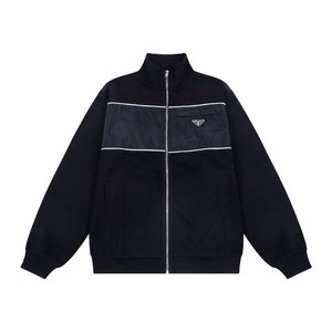 Prada Buy Clothing Coats & Jackets High Quality Replica Black Splicing Unisex Cotton Casual