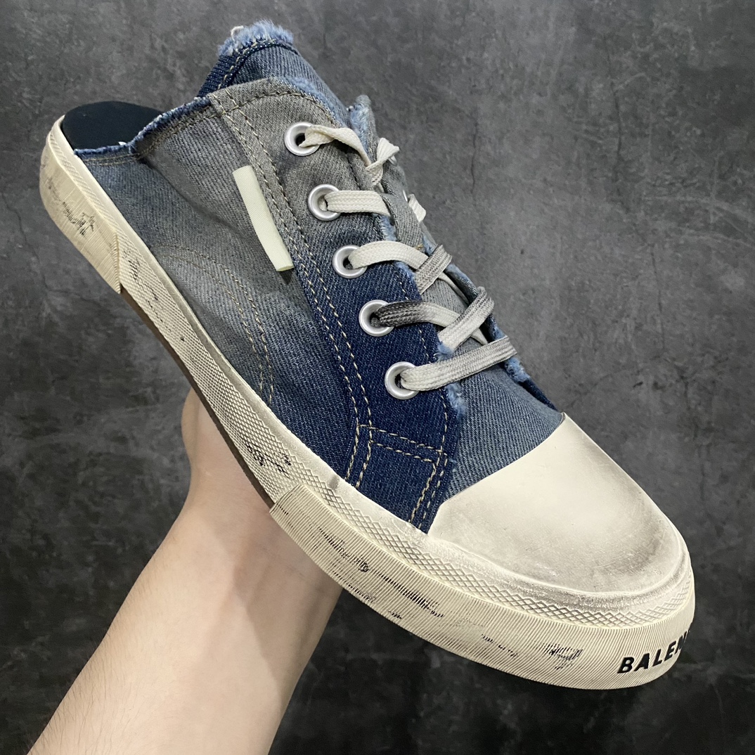 OK version BALENCIAGA PARIS 2022S worn and distressed casual canvas shoes