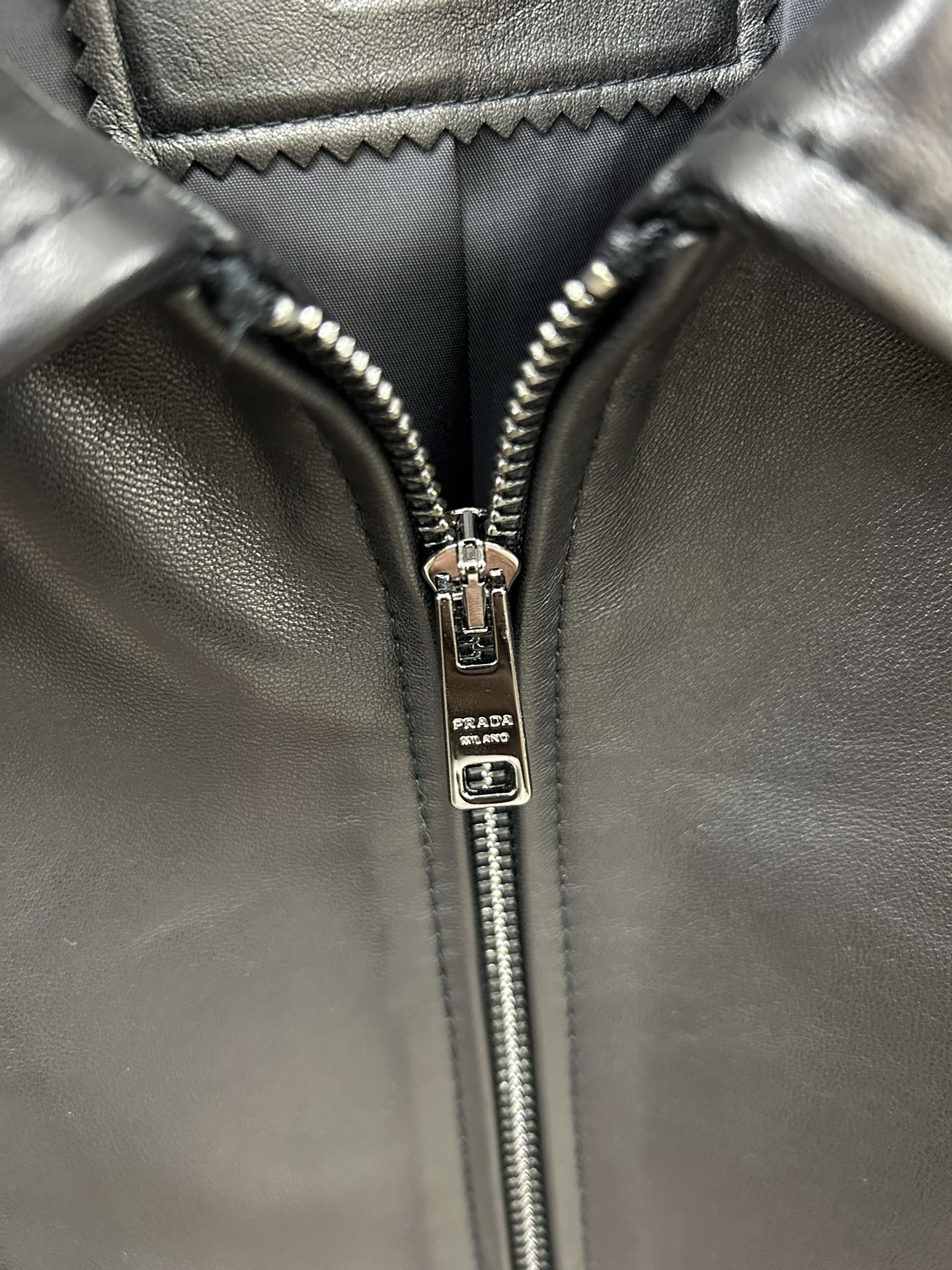 PRADA Cropped Leather Blouson Jacket