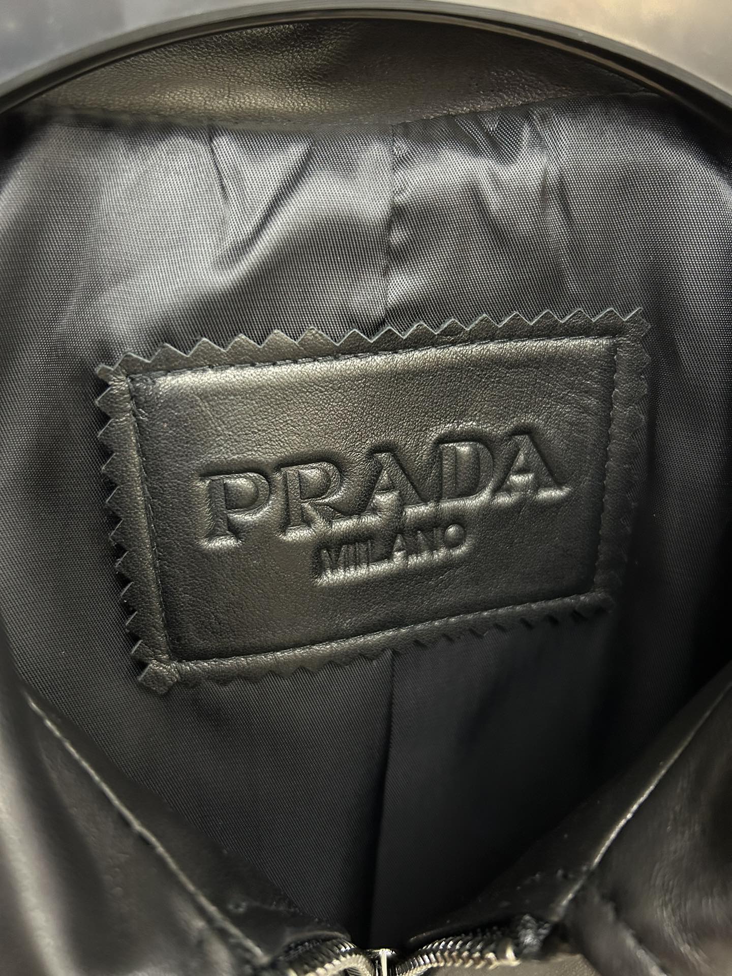 PRADA Cropped Leather Blouson Jacket