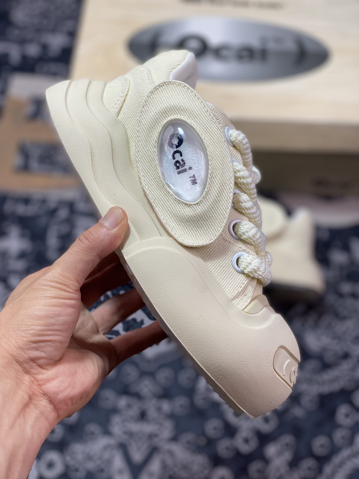 Ocai ”Smile” Low-Top Sneaker Open Smile Series Low-Top Thick-soled Sneakers ”Canvas Cream White” OC230231