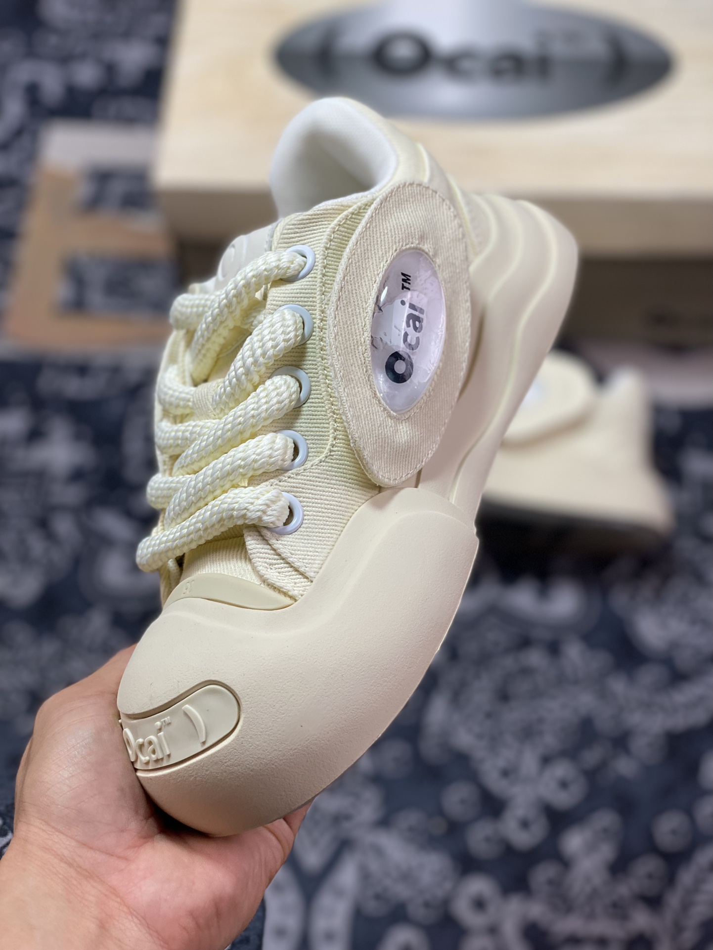 Ocai ”Smile” Low-Top Sneaker Open Smile Series Low-Top Thick-soled Sneakers ”Canvas Cream White” OC230231