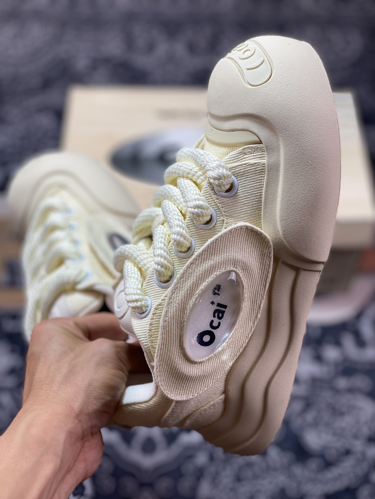 Ocai ”Smile” Low-Top Sneaker Open Smile Series Low-Top Thick-soled Sneakers ”Canvas Cream White” OC230231