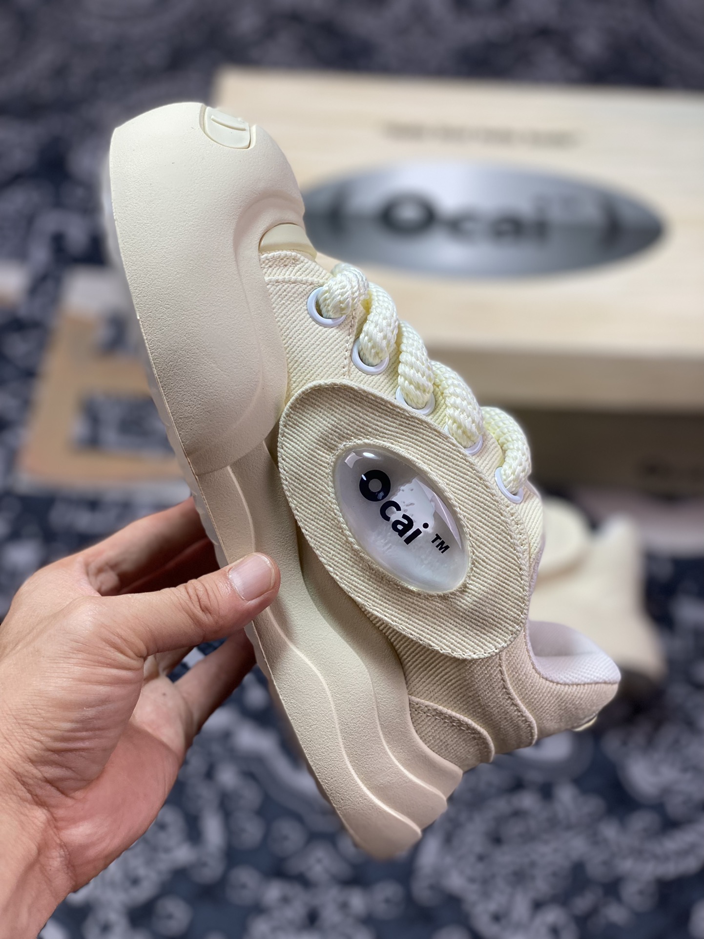 Ocai ”Smile” Low-Top Sneaker Open Smile Series Low-Top Thick-soled Sneakers ”Canvas Cream White” OC230231