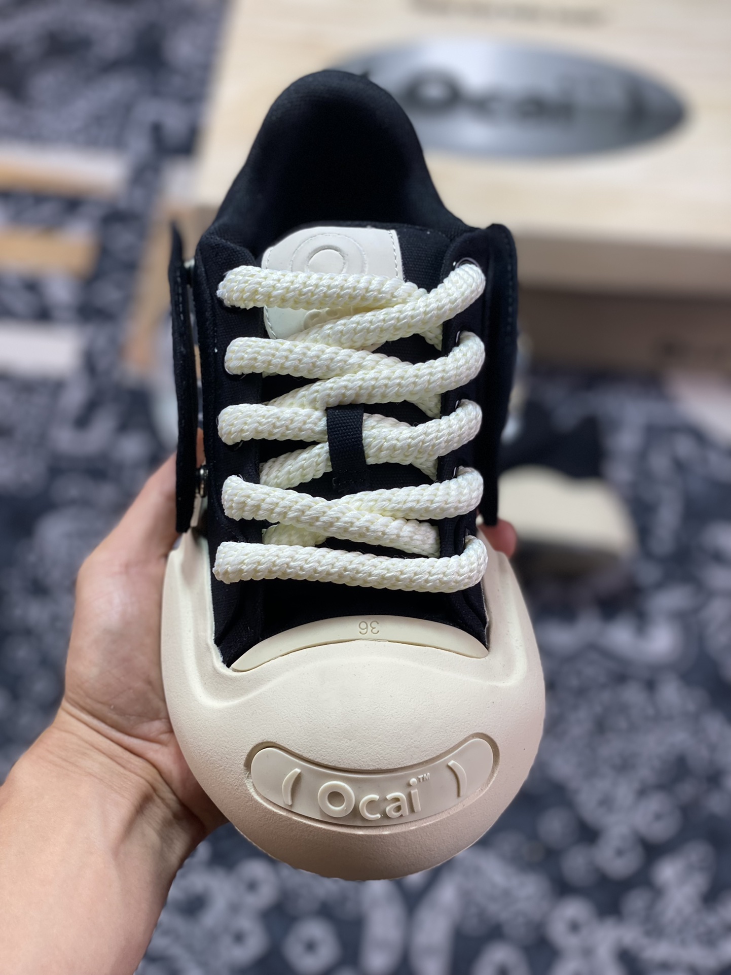 National trend brand Ocai ”Smile” Low-Top Sneaker Open-mouthed Smile Series Low-Top Sneakers ”Canvas Black Rice” C230232