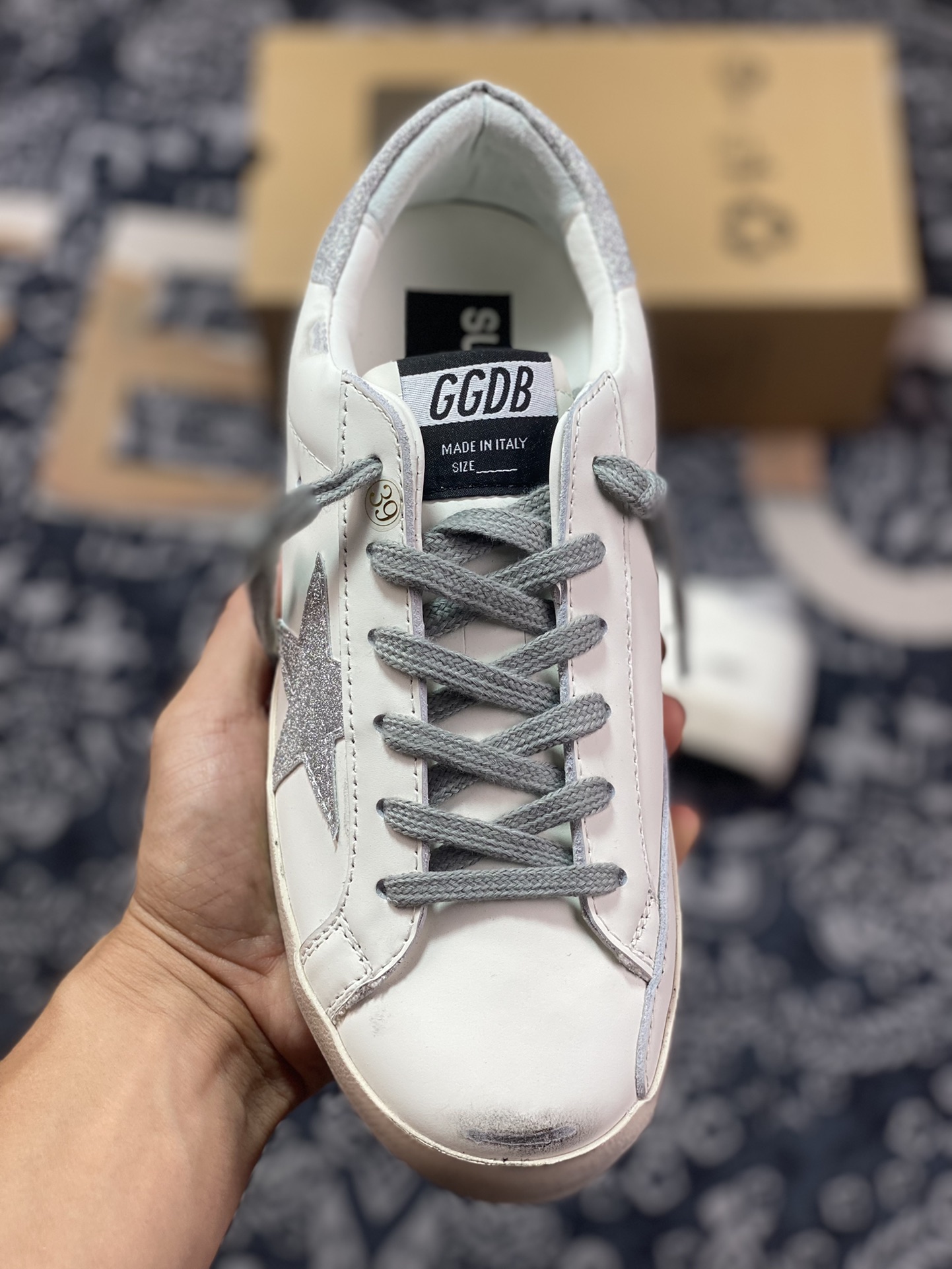 GGDB Golden Goose Super Star series dirty sneakers with silver tail